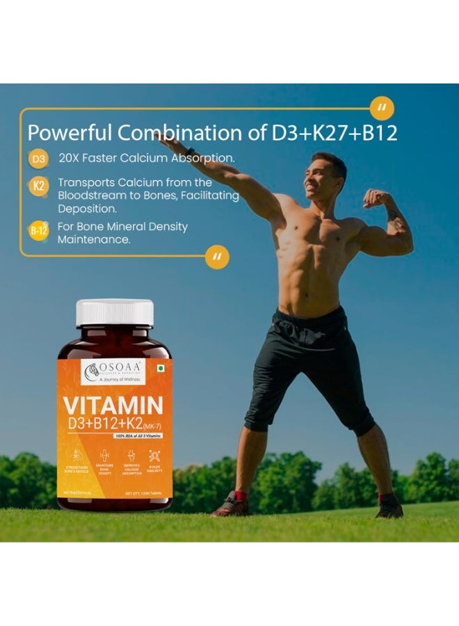 OS Vitamin D3 K2 MK7 Supplement - 120 Tablets | Vitamin D3 (600 IU) | Promotes Calcium Absorption, Bone Health, Muscle Strength & Immunity | Plant Based Vitamin D3- Lichen Source - Image 3
